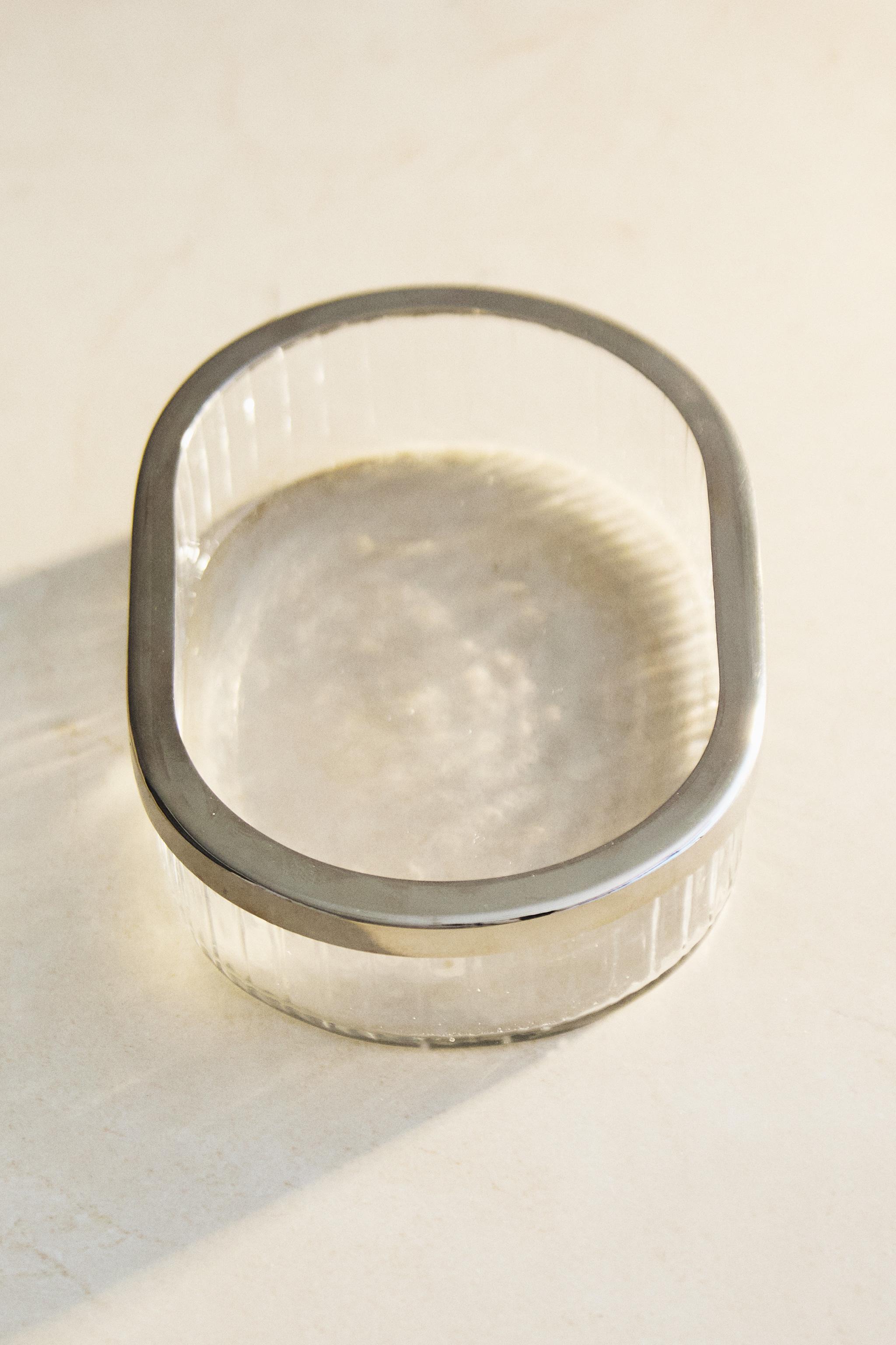 GLASS AND METAL BATHROOM SOAP DISH